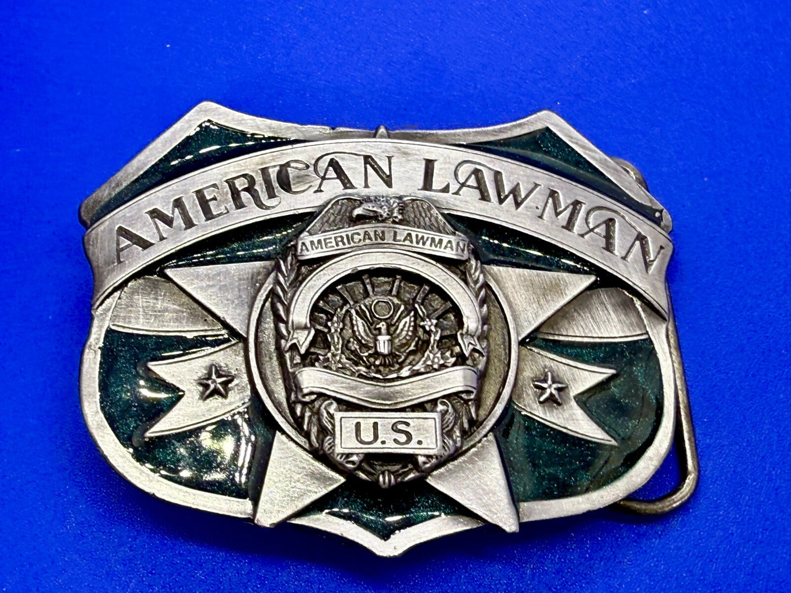 United States American Lawman To Served & Protect VTG 1986 Siskiyou Belt Buckle