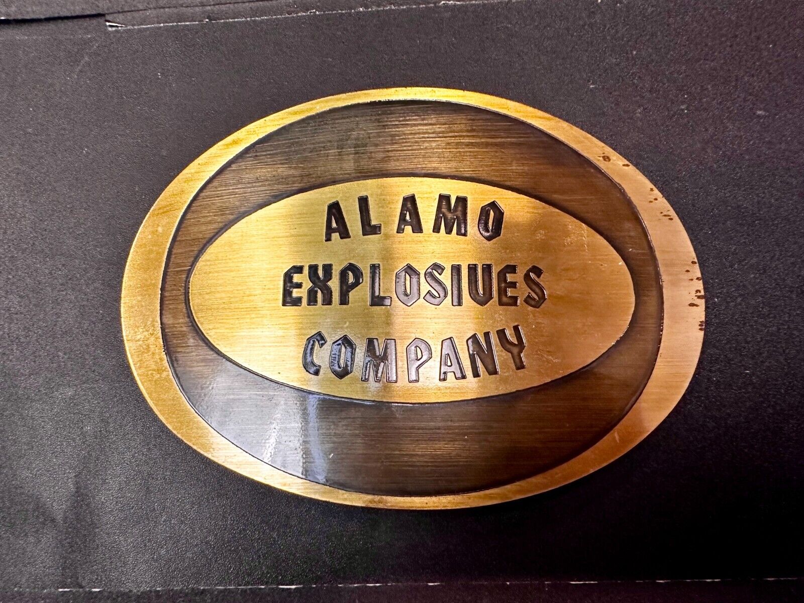 Alamo Texas Explosives Company Mine Company Belt Buckle - Metal Arts O.K.C
