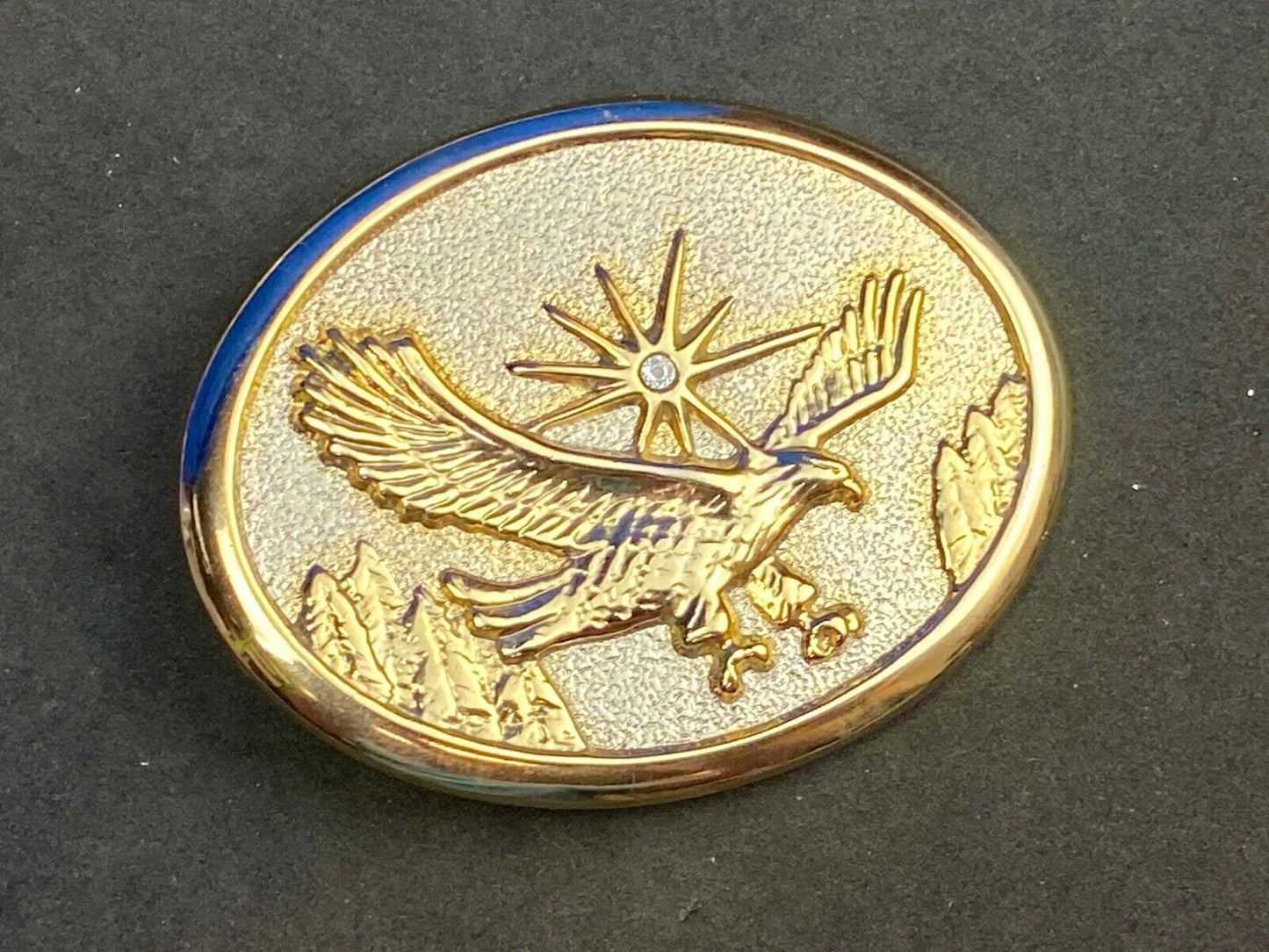 VINTAGE GOLD TONE AMERICAN EAGLE IN FLIGHT BELT BUCKLE WITH Starburst! 