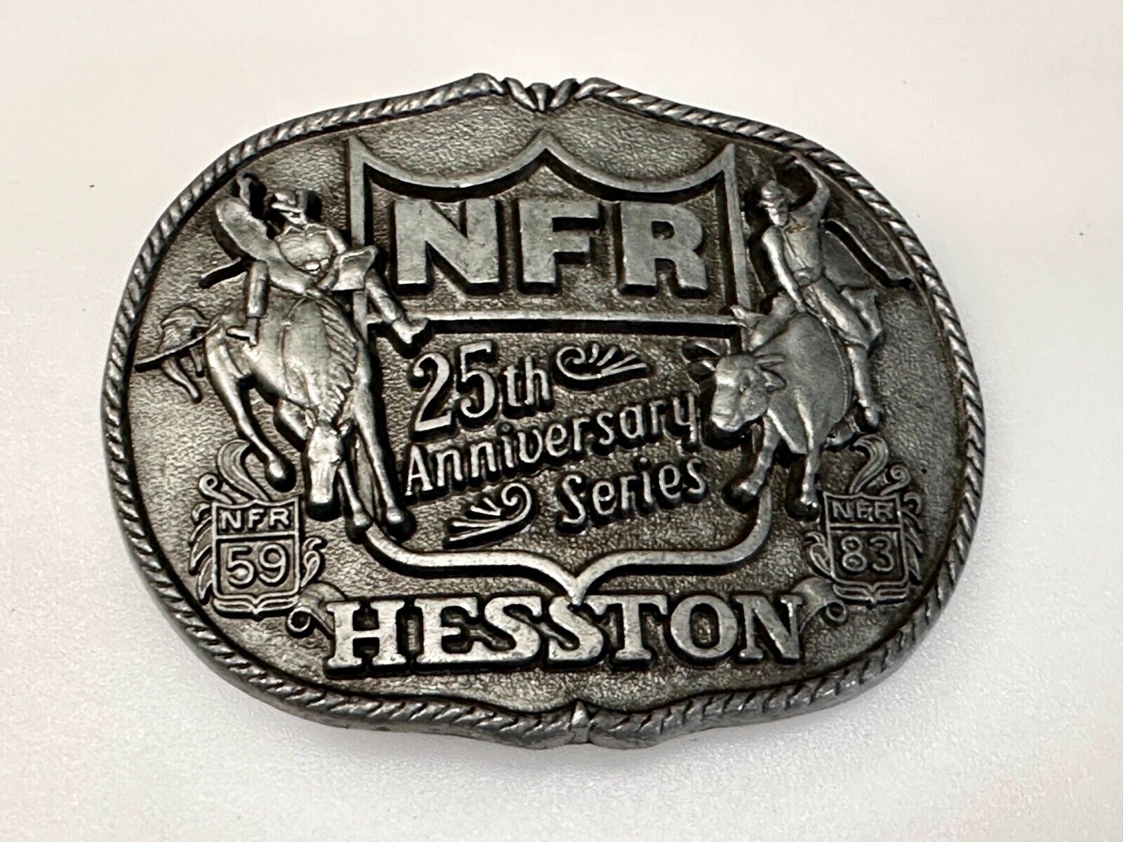 25th Anniversary  NFR Hesston National Finals Rodeo Cowboy Belt Buckle