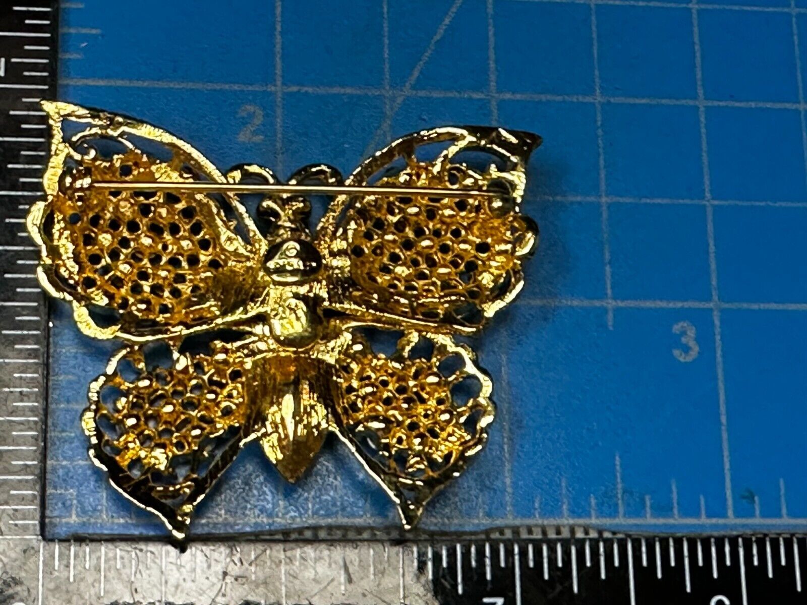 Aurora Borealis Butterfly Jeweled Insect Figural Brooch Pin Signed By Graziano