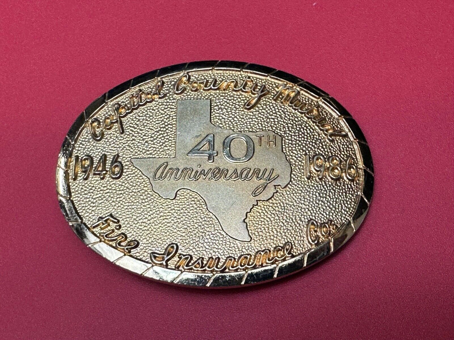 80's Texas  - capitol county mutual - Fire Insurance Company Balfour belt buckle