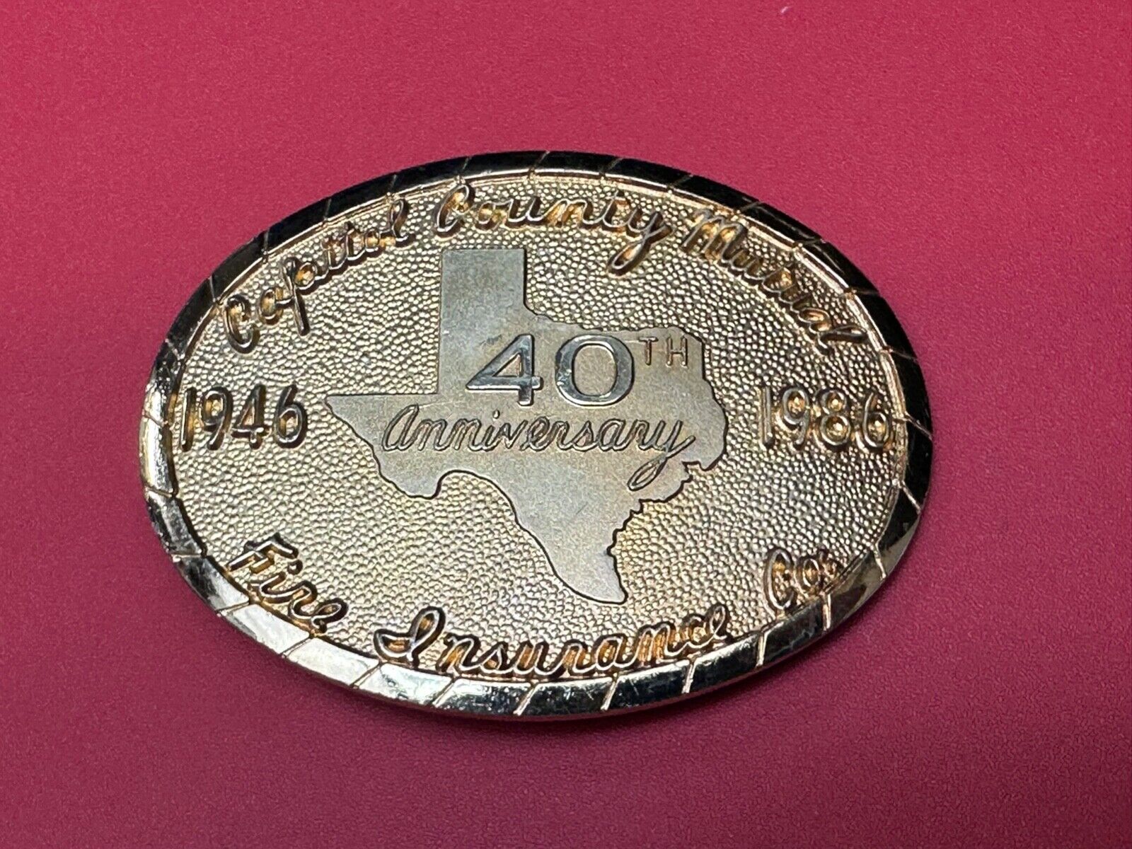 80's Texas  - capitol county mutual - Fire Insurance Company Balfour belt buckle
