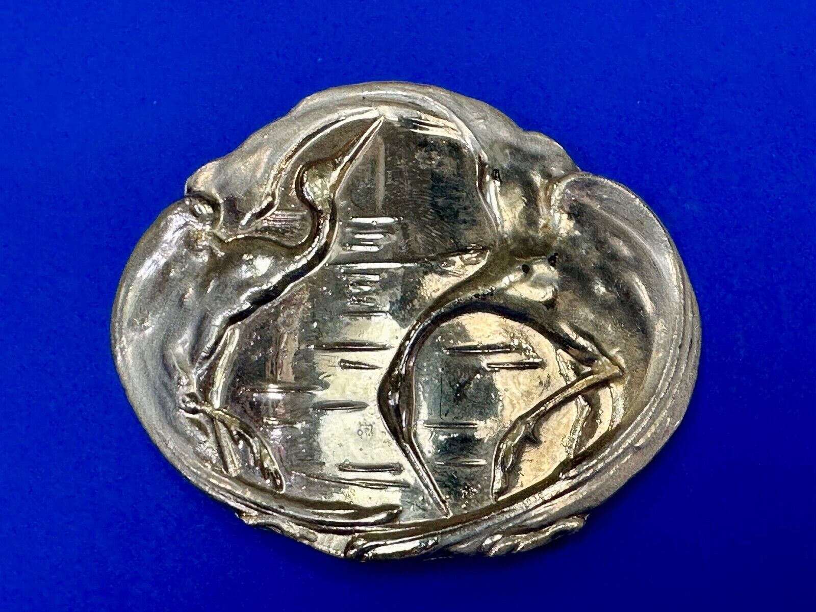 80s Charmant Swan Crane Bird Duck Abstract Gold & Yellow belt buckle