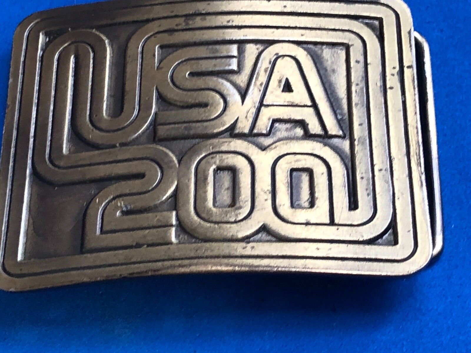  USA 200 Retro Vintage 1970’s Commemorative belt buckle - Brass Co Elk Grove IL