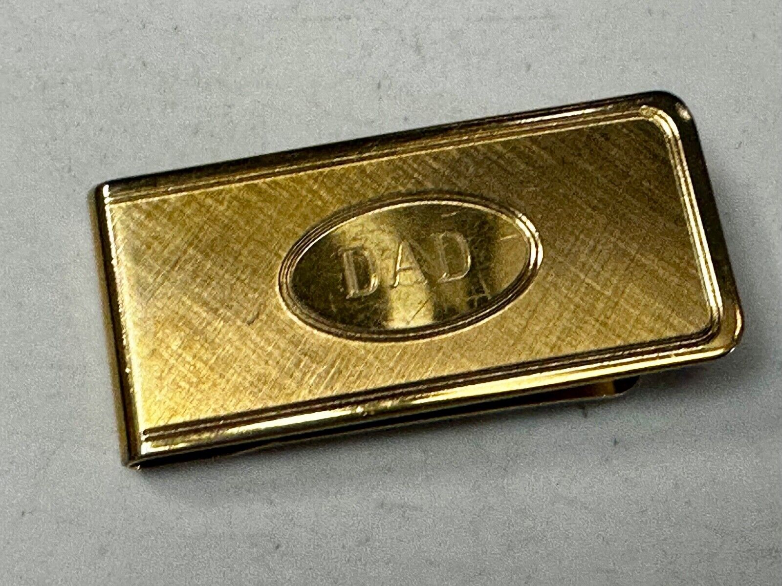 Vintage Gold Tone Money Clip Bill Holder Engraved DAD - Perfect Fathers Gift!