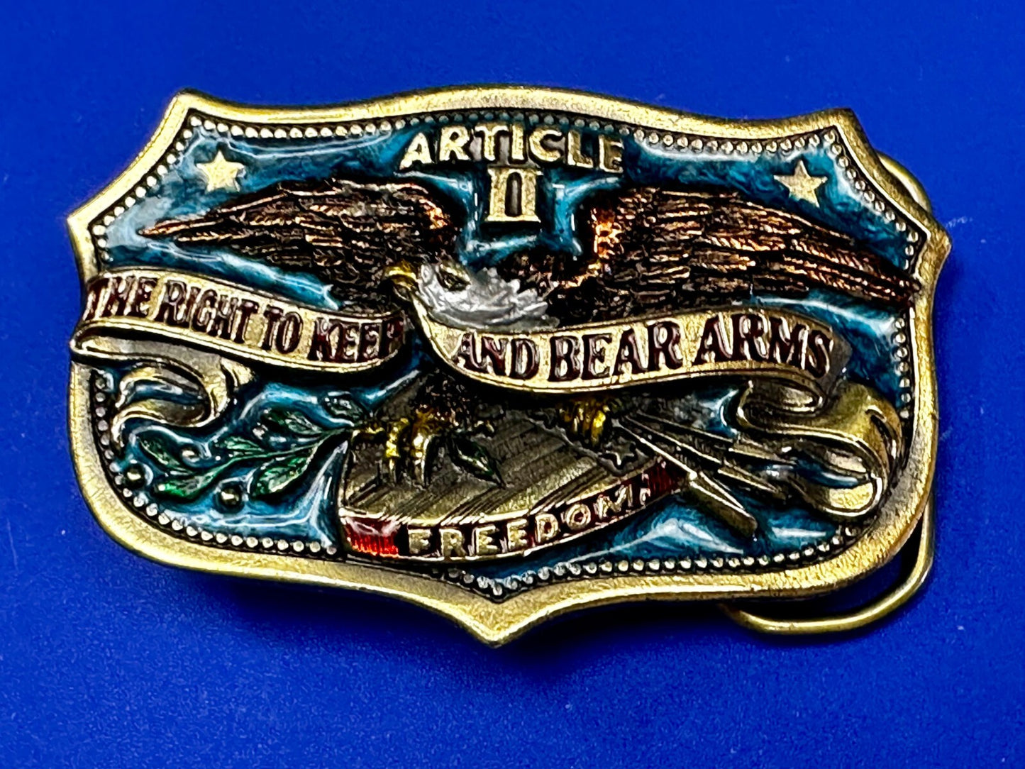 The Right To Keep and Bear Arms Article II VTG 1982 Great American Belt Buckle