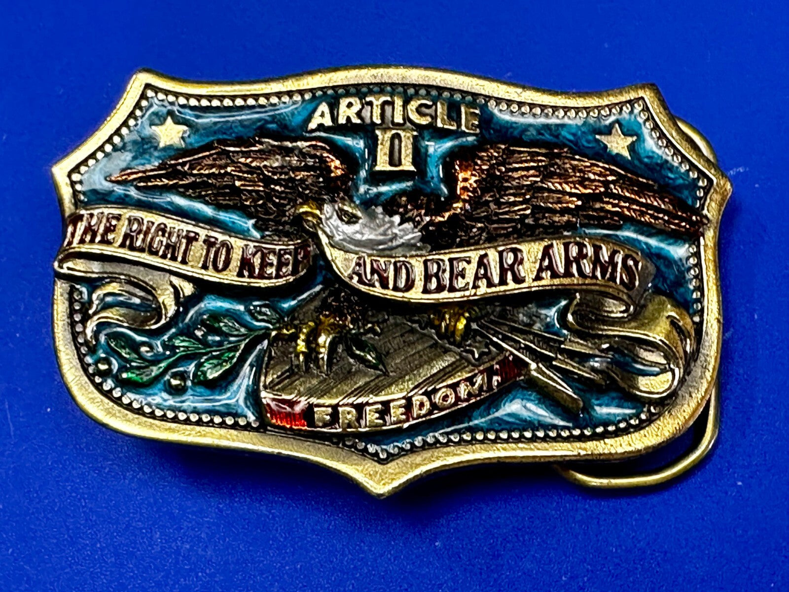 The Right To Keep and Bear Arms Article II VTG 1982 Great American Belt Buckle