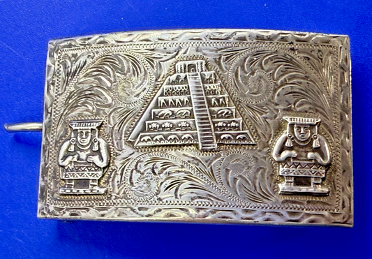 Aztec Mayan Pyramid 925 Silver Belt Buckle Artesani Plata De Jalisco Mexico