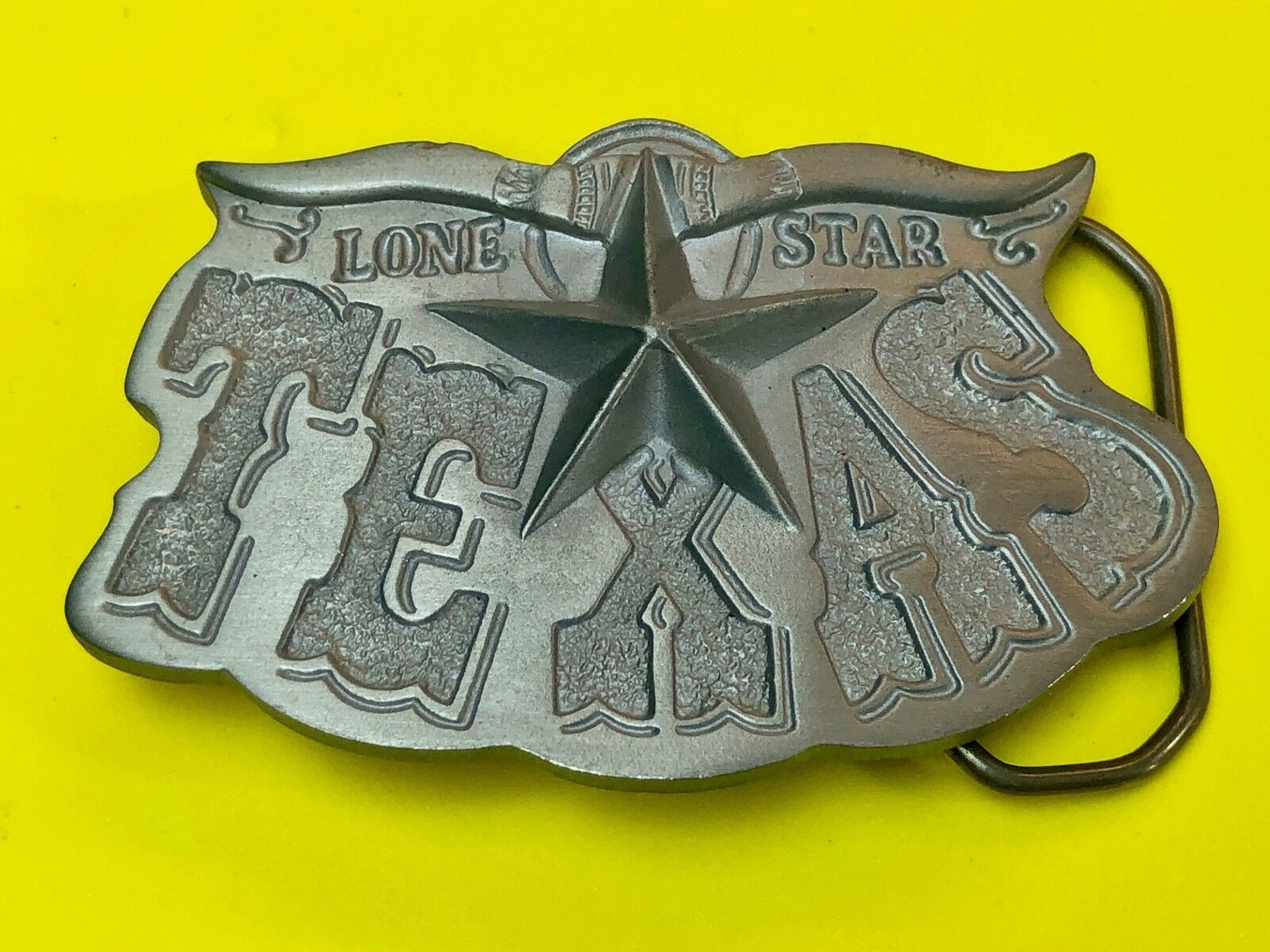 Vintage Great American Buckle Co Tx Texas Lone Star State - Long Horn Cowboy 