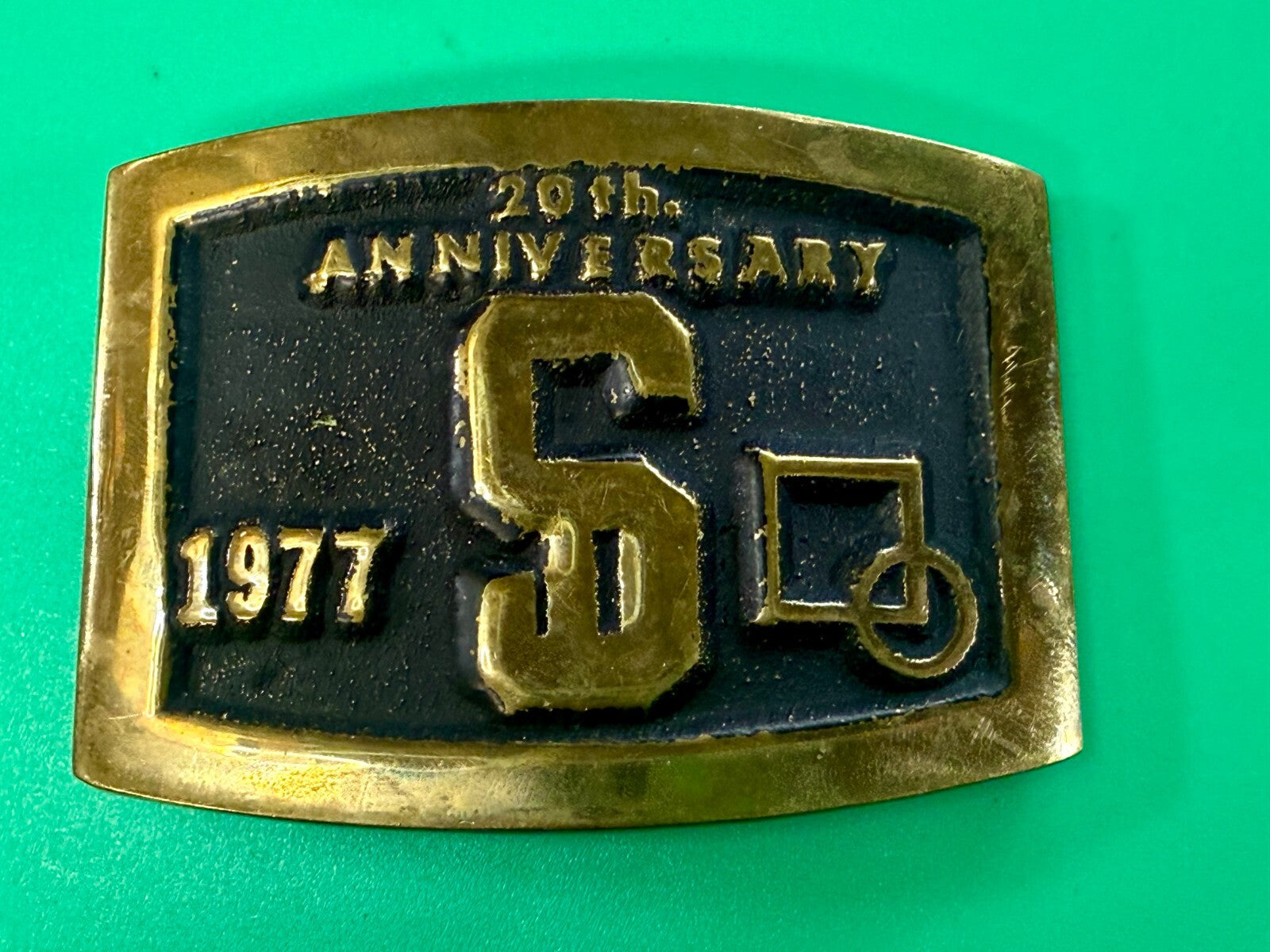 20th Anniversary S Company Logo Vintage 1977 Belt Buckle