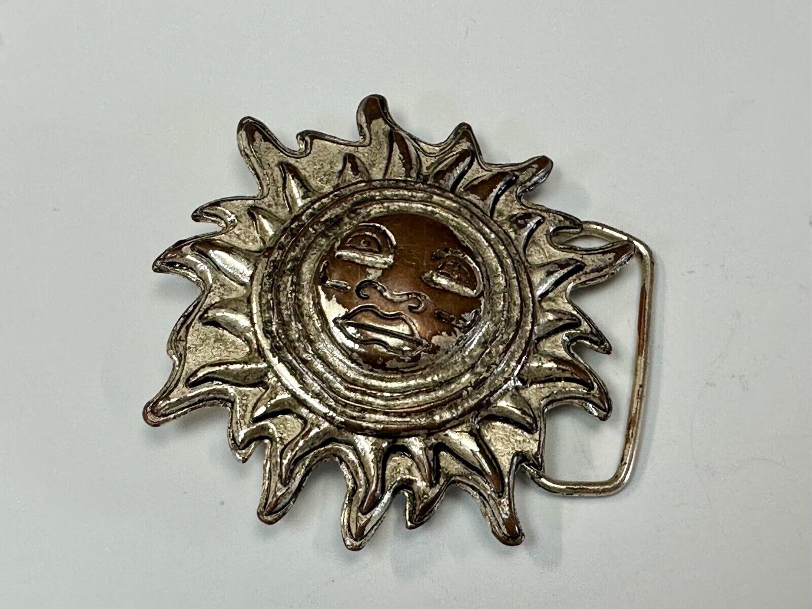 Artisan Hippie Style SUN Face - Large Figural cutout belt buckle