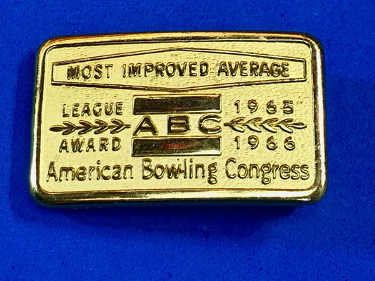 AMERICAN BOWLING CONGRESS MOST IMPROVED AVERAGE ABC LEAGUE AWARD BELT BUCKLE