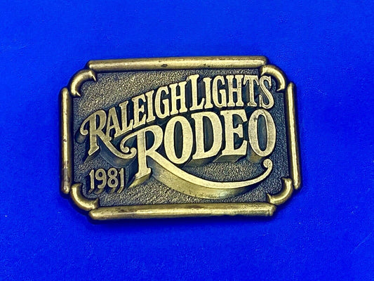 Vintage 1981 Raleigh Lights Rodeo Tobacco Company Advertising Belt Buckle