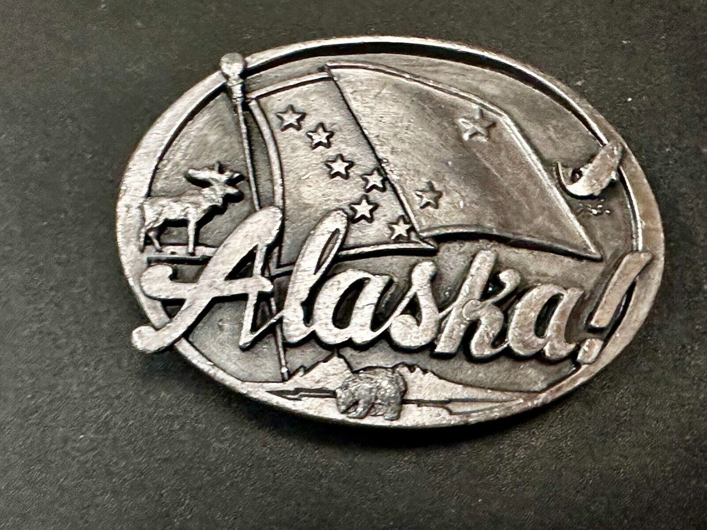 Alaska Flag Commemorative The Great Land Last Frontier State 1980's Belt Buckle