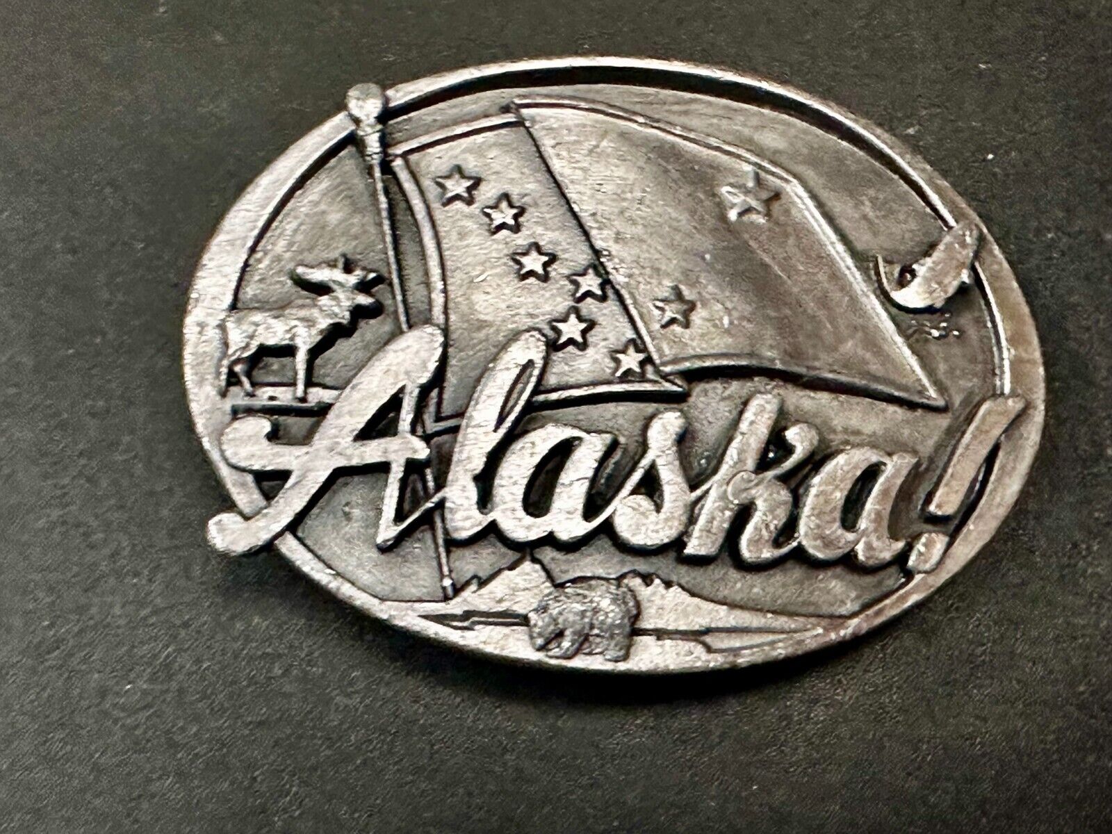 Alaska Flag Commemorative The Great Land Last Frontier State 1980's Belt Buckle