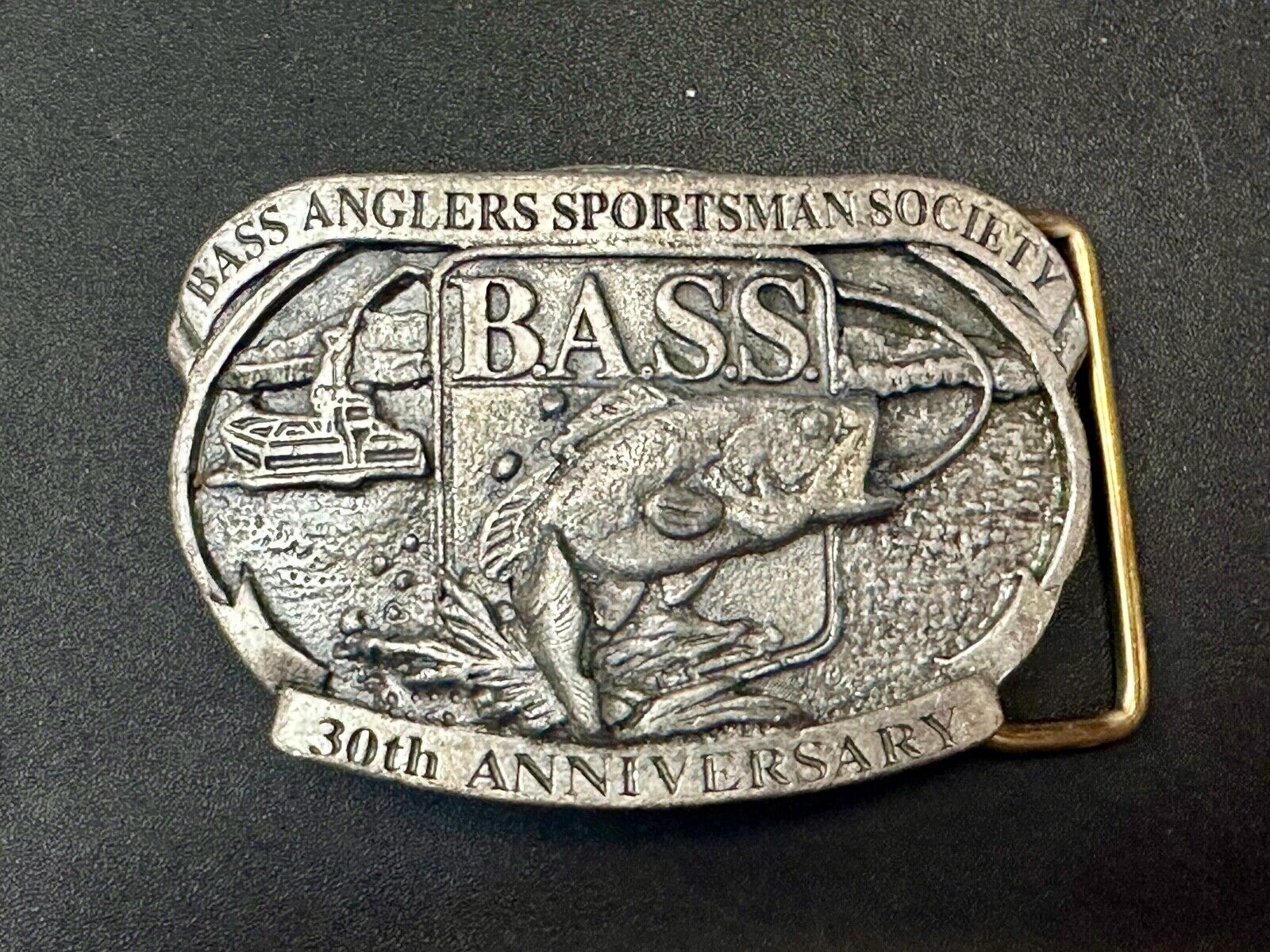 1997 BASS Bass Anglers Sportsman Society Fishing 30th anniversary belt buckle