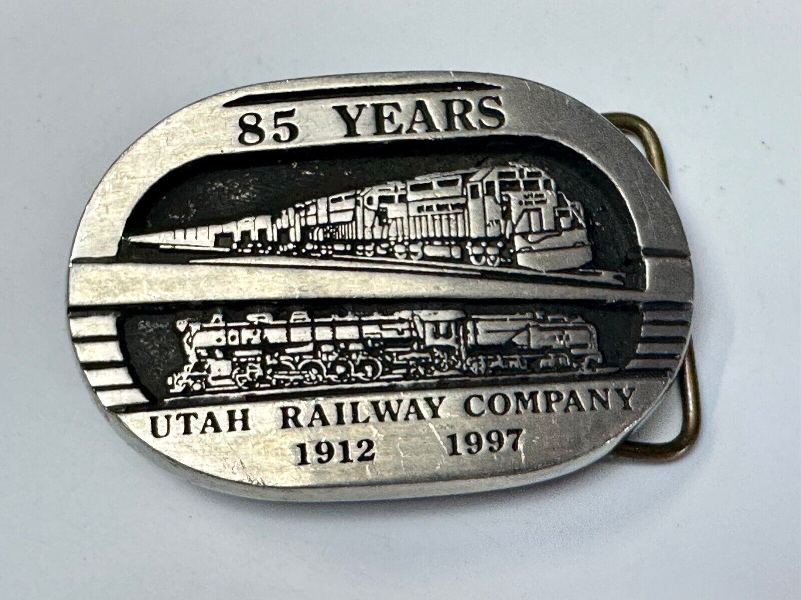 Utah Railway Co Vtg Train Railroad 85 Years - Gary Prazen Sculpture Belt Buckle