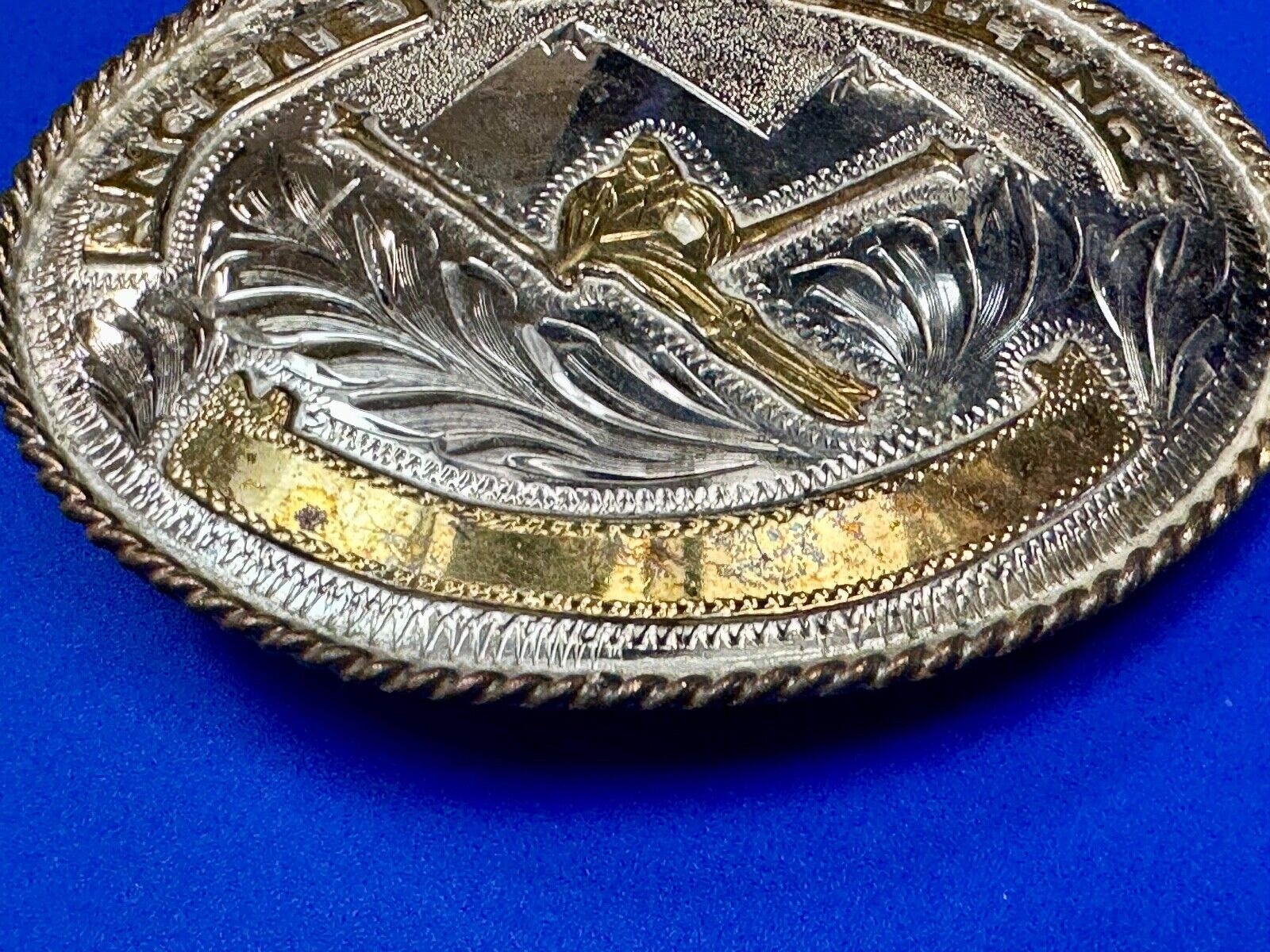 Amcemey Dual Challenge Downhill Ski Trophy Award Vintage Western Belt Buckle