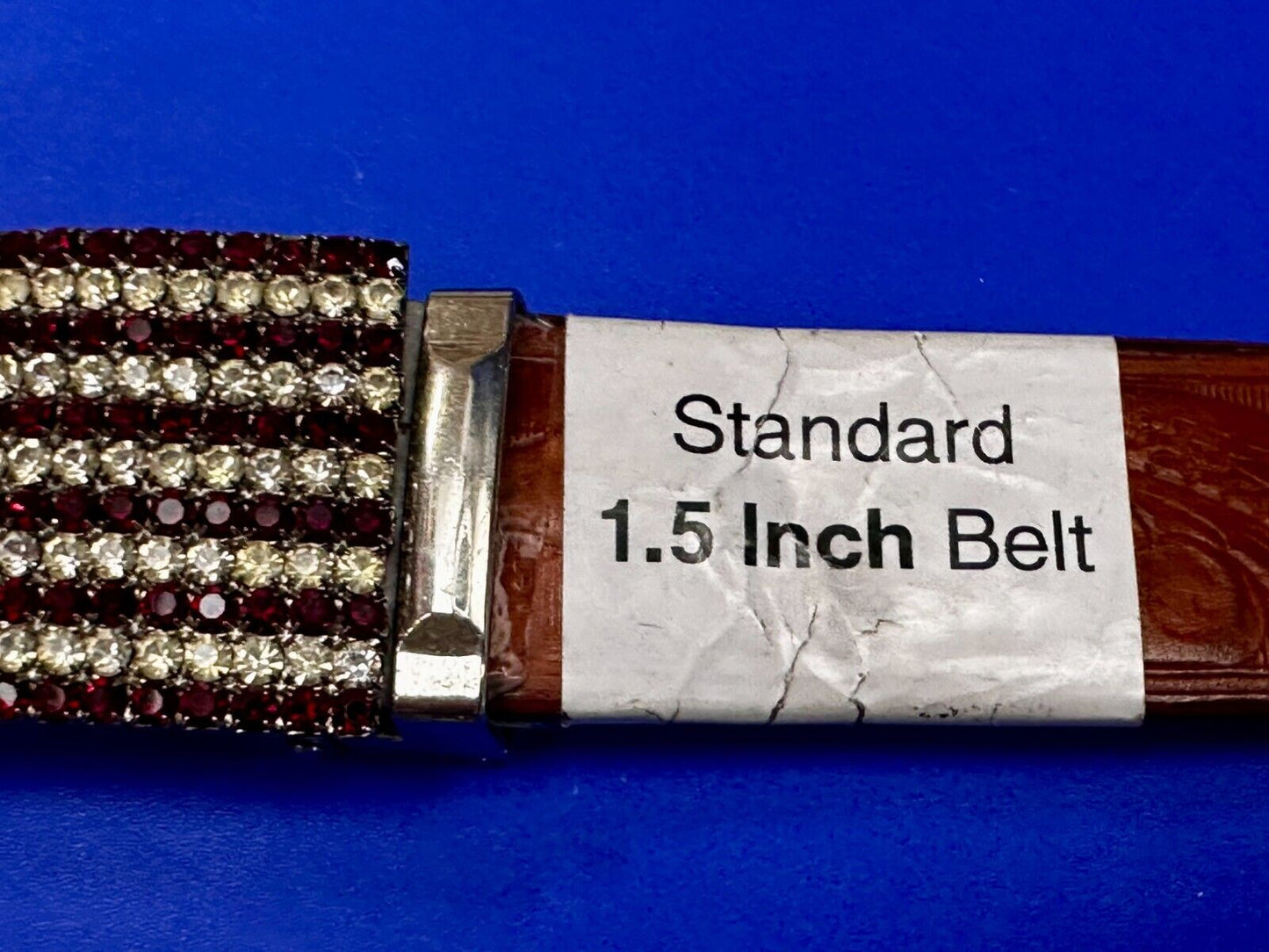 United States of America USA Flag Red Blue White Rhinestone Covered Belt Buckle