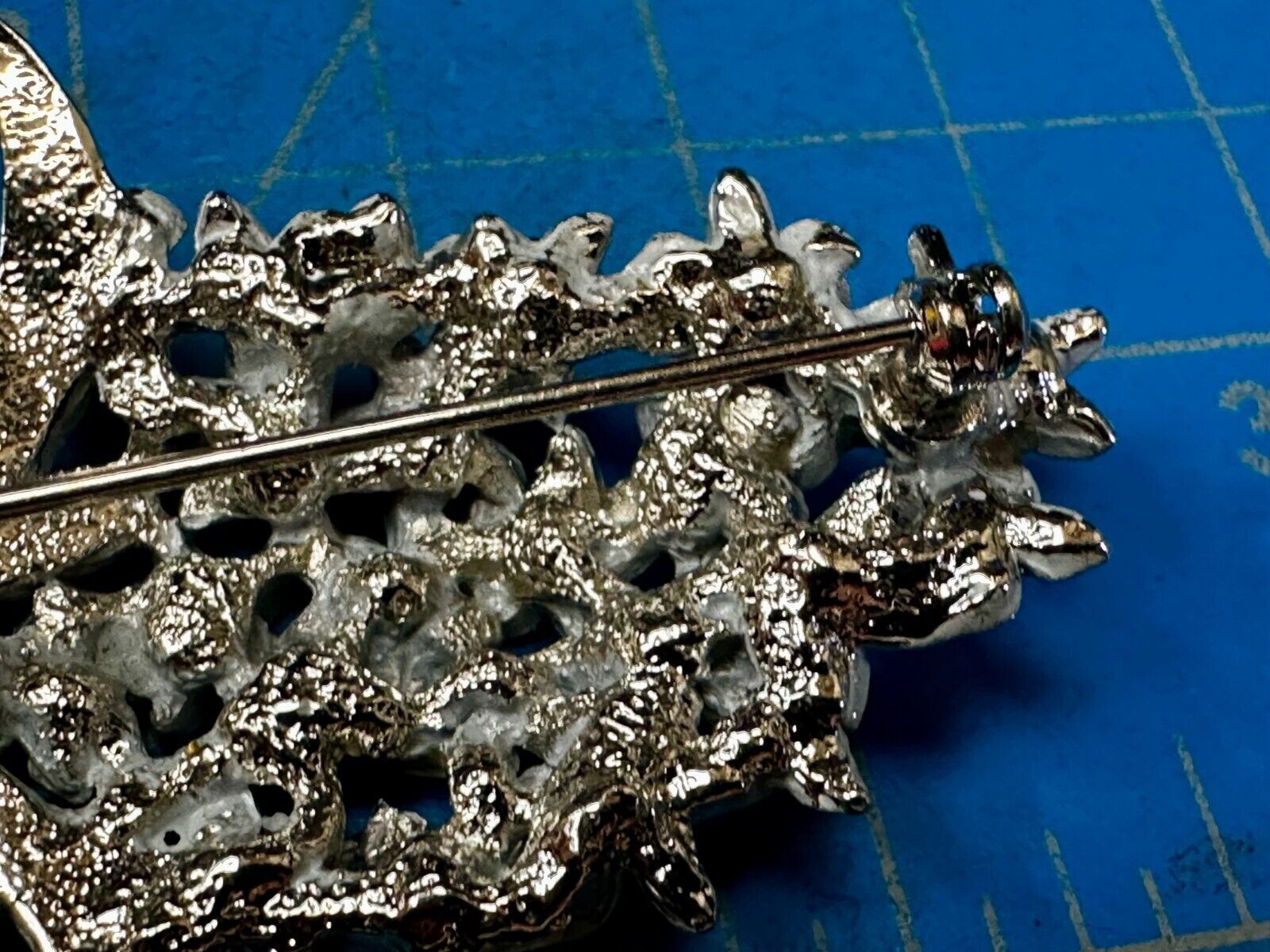 Vintage Enameled Flower Bouquet Silver Tone Vintage Brooch Pin