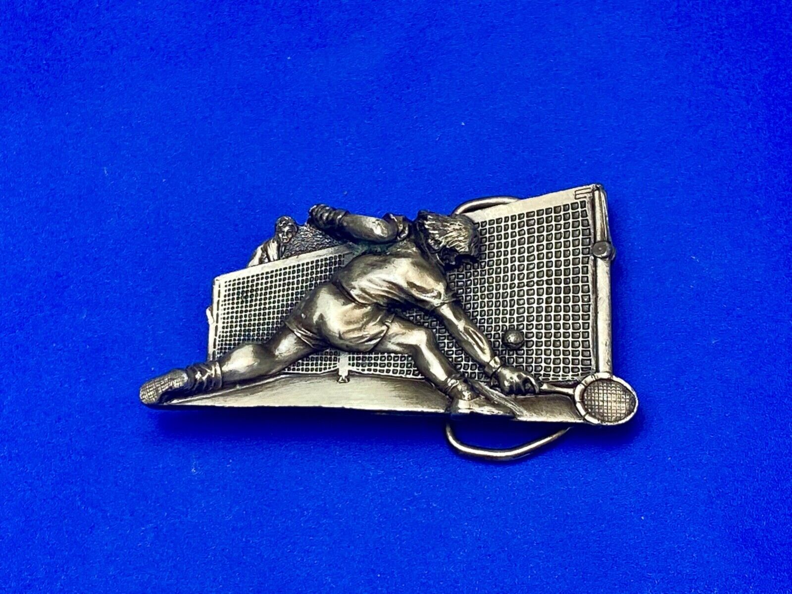 TENNIS sport game A-86 Vintage 1980 Bergamot brass works belt buckle
