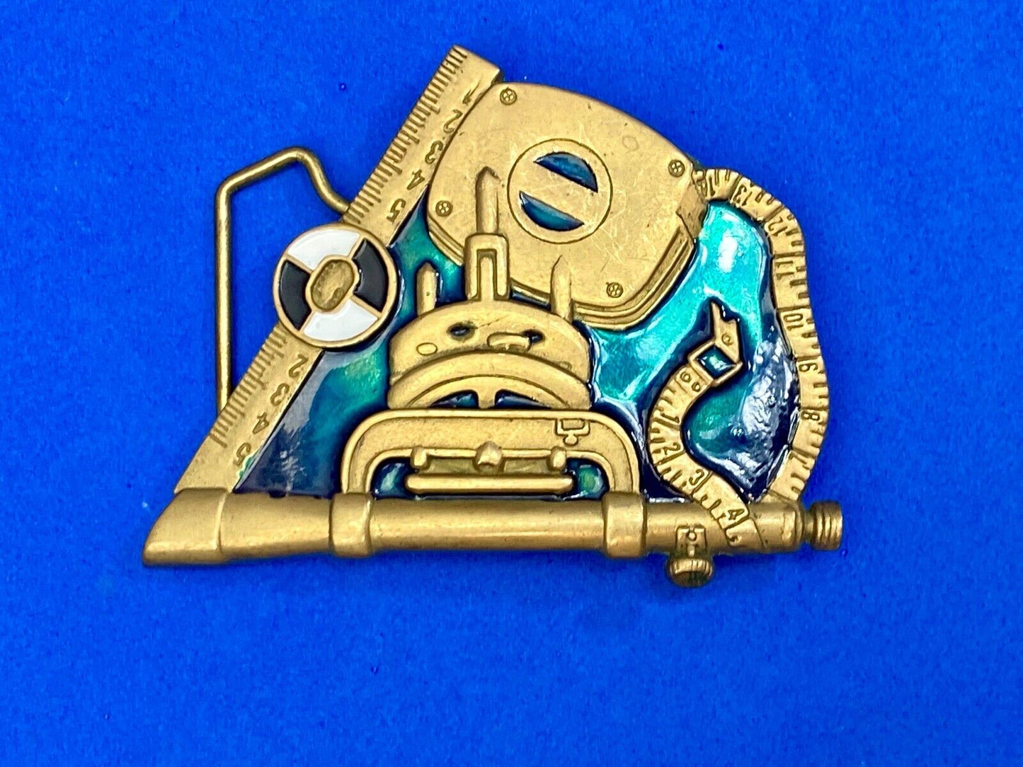 Vintage 1982 Sailing Boat Tools solid brass belt buckle by Baron Brass Works 