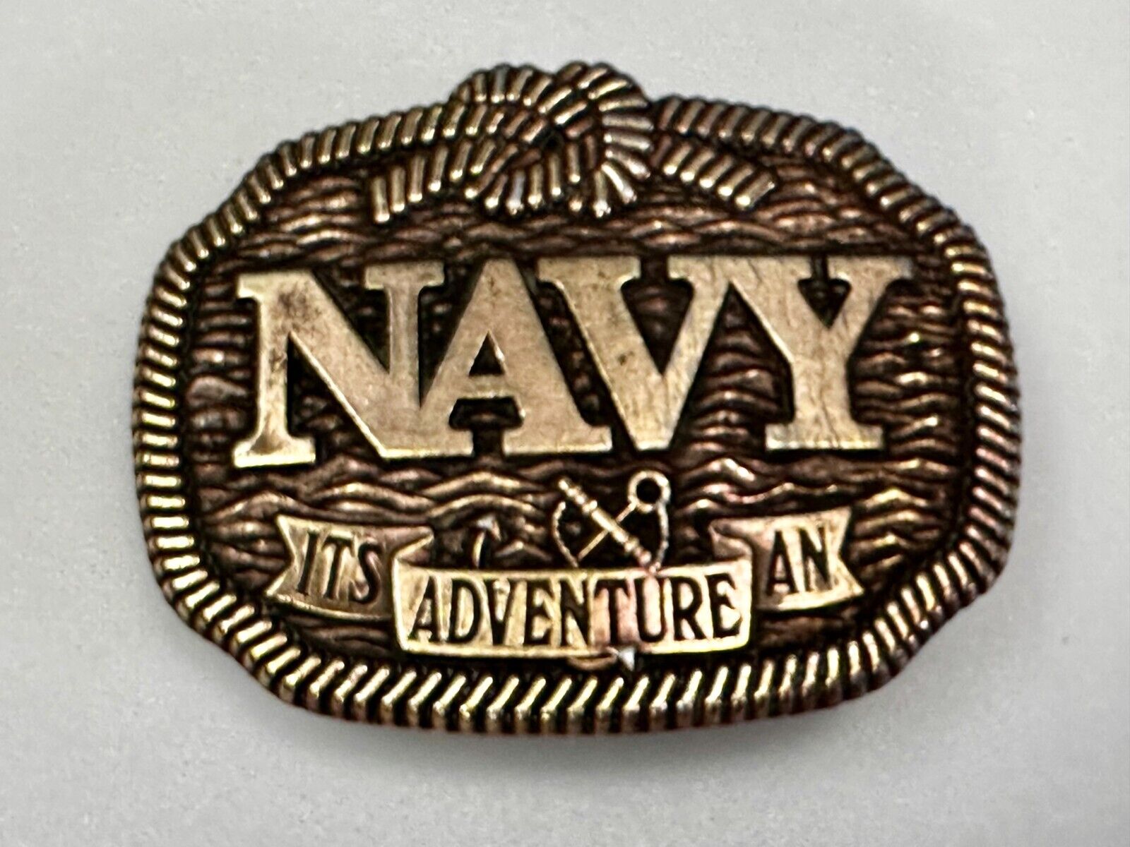 United States NAVY  Its An Adventure Rope Waves Anchor Belt Buckle - to paint