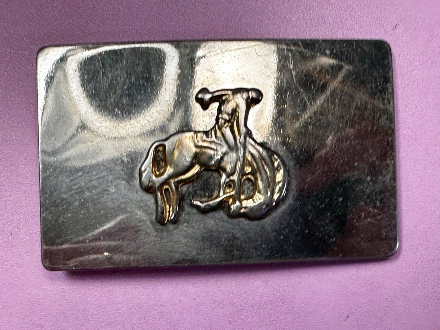 Vintage Cowboy Saddle Bronc Western Reflective Belt Buckle