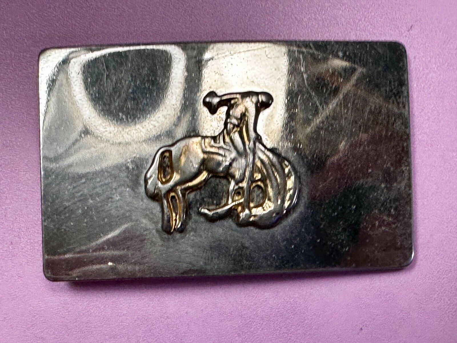 Vintage Cowboy Saddle Bronc Western Reflective Belt Buckle