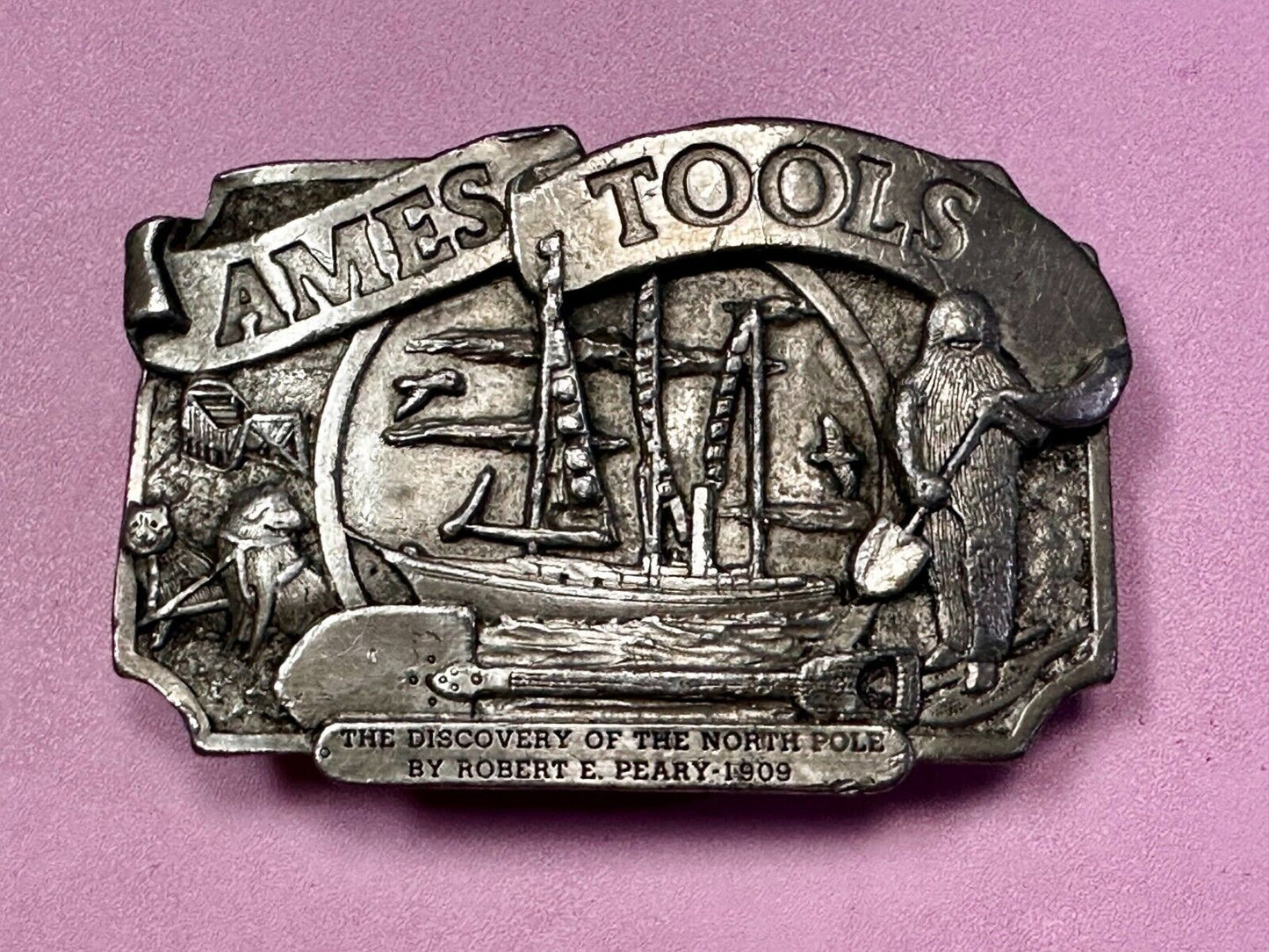 AMES TOOLS The Discovery of the North Pole by Robert E. Peary 1983 Belt Buckle