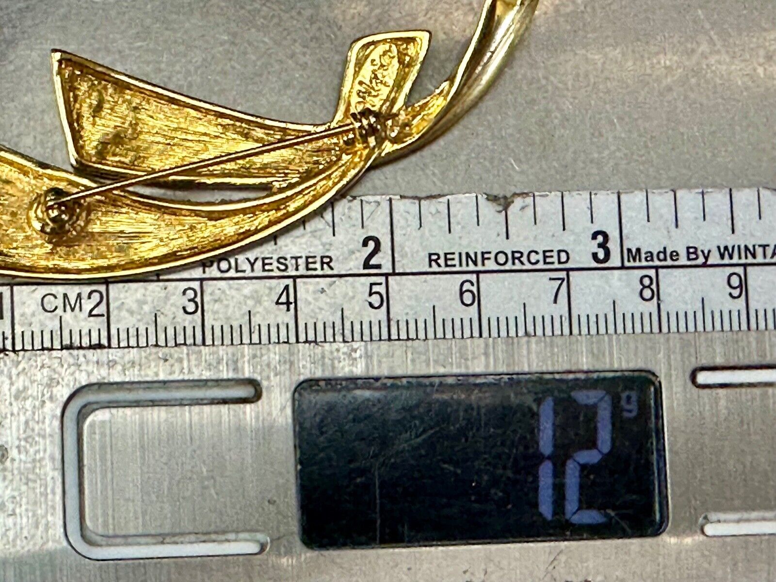 Two curved bars - vintage Napier signed gold tone brooch pin