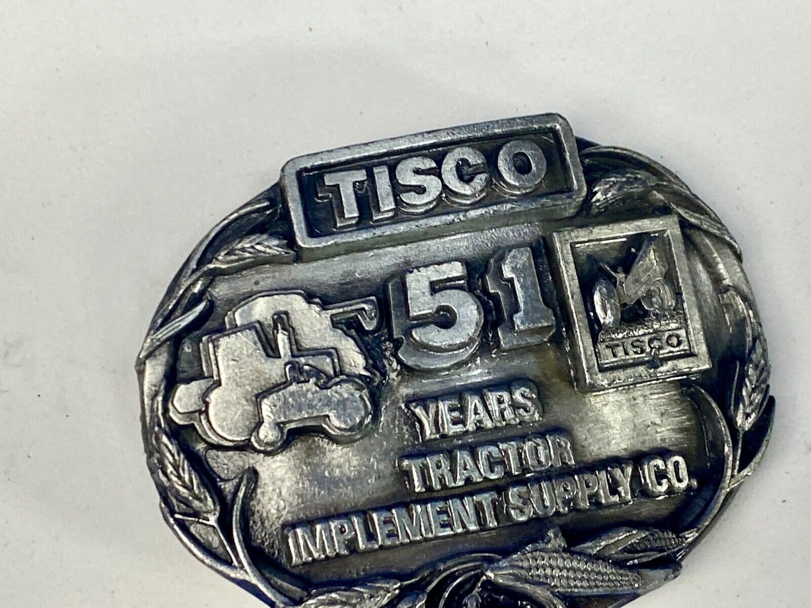 Vtg. Tisco Tractor Implement Supply Agriculture Farm Farming 51 Year Belt Buckle