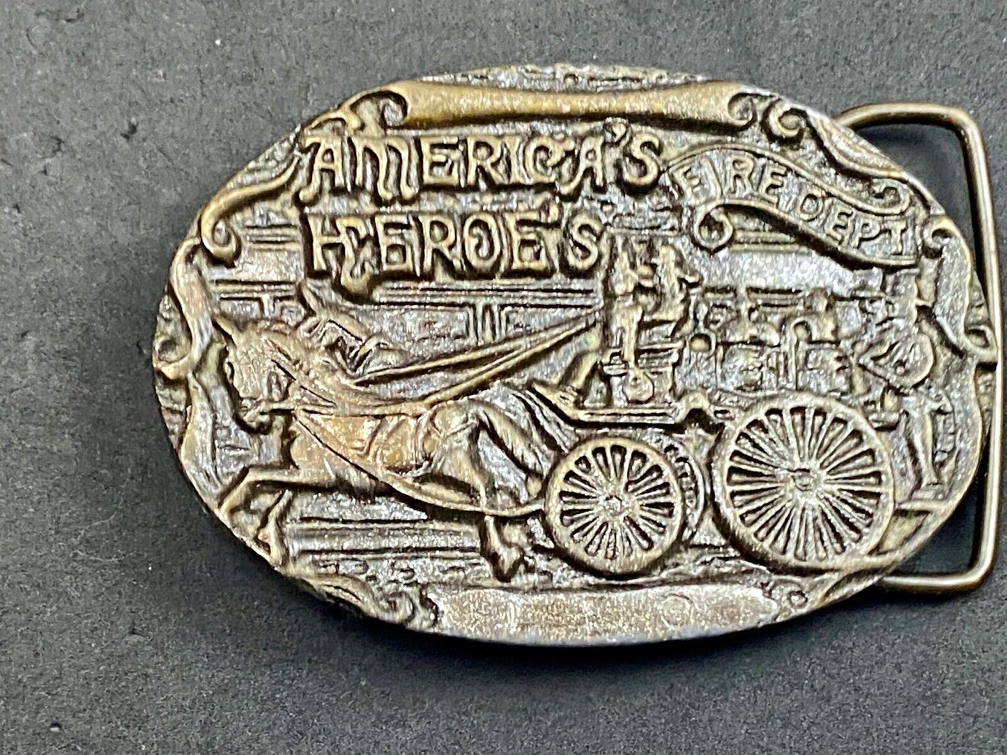 AMERICAS HERO'S VOLUNTEER FIREMAN FIRE DEPARTMENT VINTAGE BELT BUCKLE