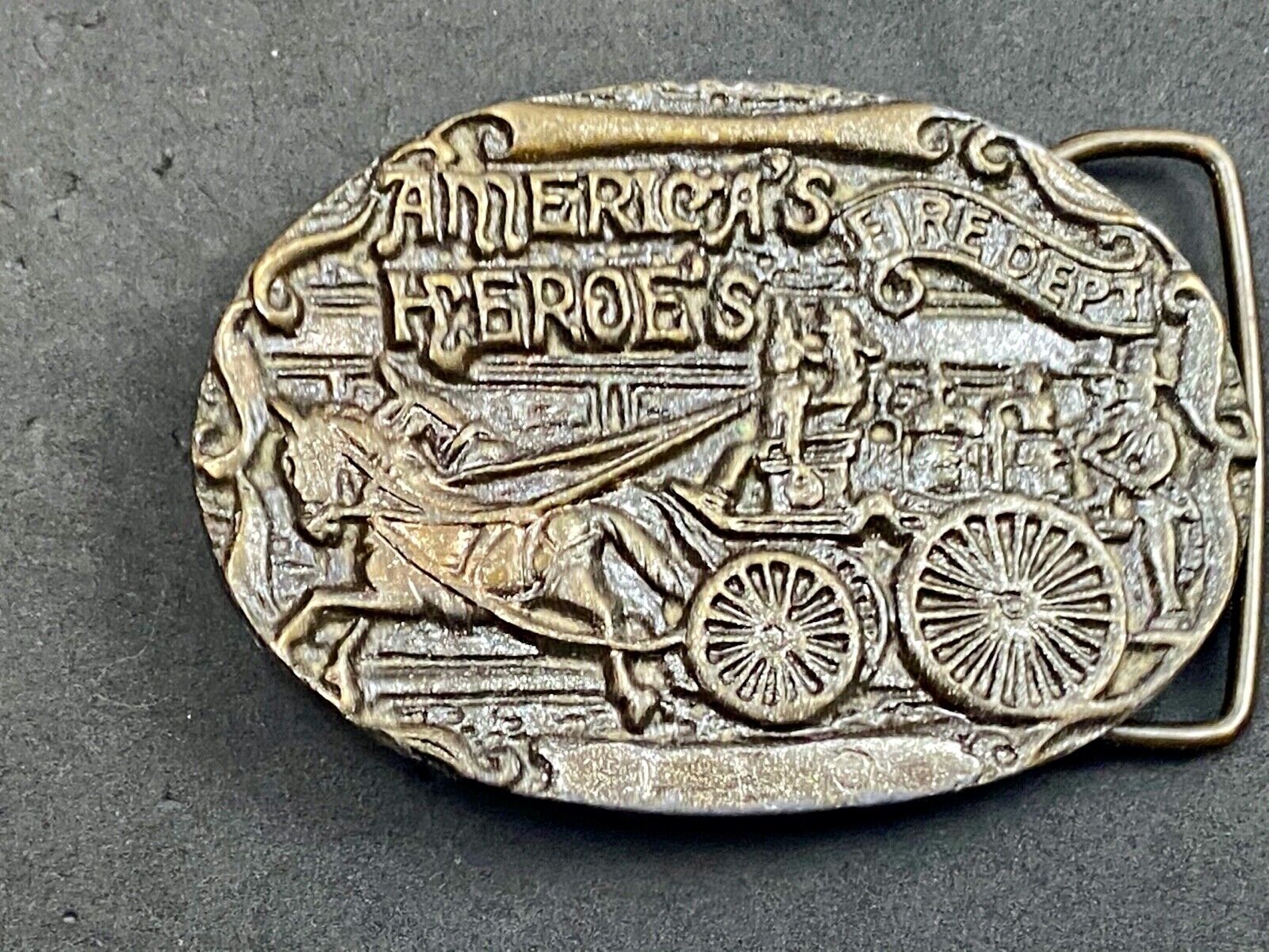 AMERICAS HERO'S VOLUNTEER FIREMAN FIRE DEPARTMENT VINTAGE BELT BUCKLE