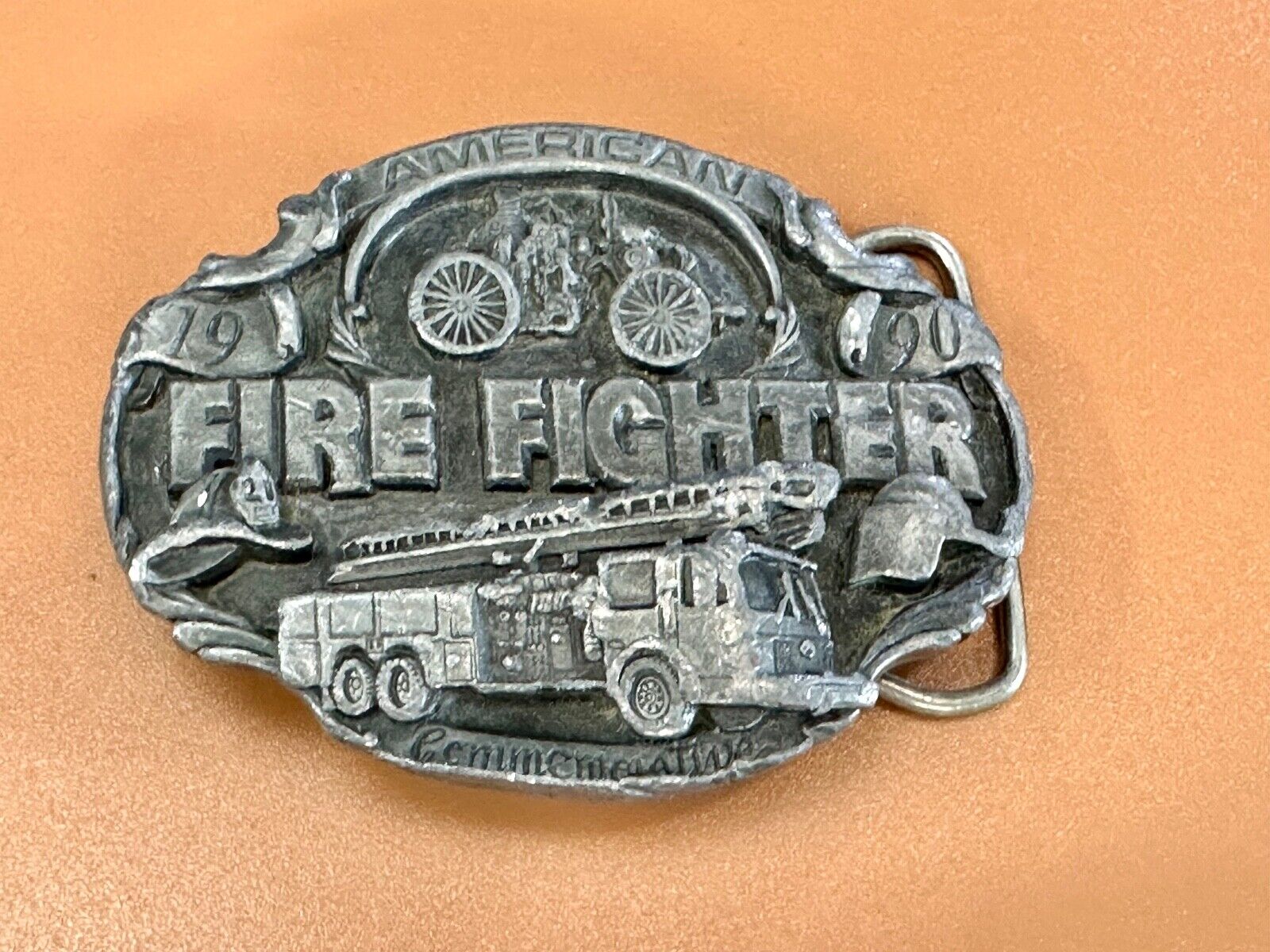 American Fire Fighter Commemorative Hook & Latter Arroyo Grande belt buckle