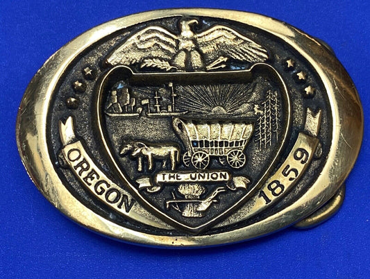 The Union - Oregon 1859 State commemorate solid brass state series belt buckle