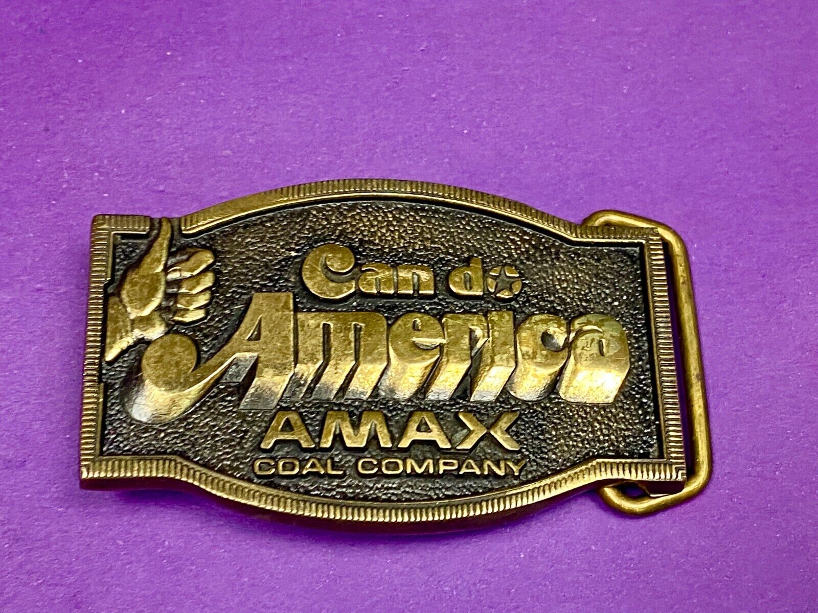 Amax Coal Surface Mining Miner Mine Can Do America Vintage Bts Belt Buckle