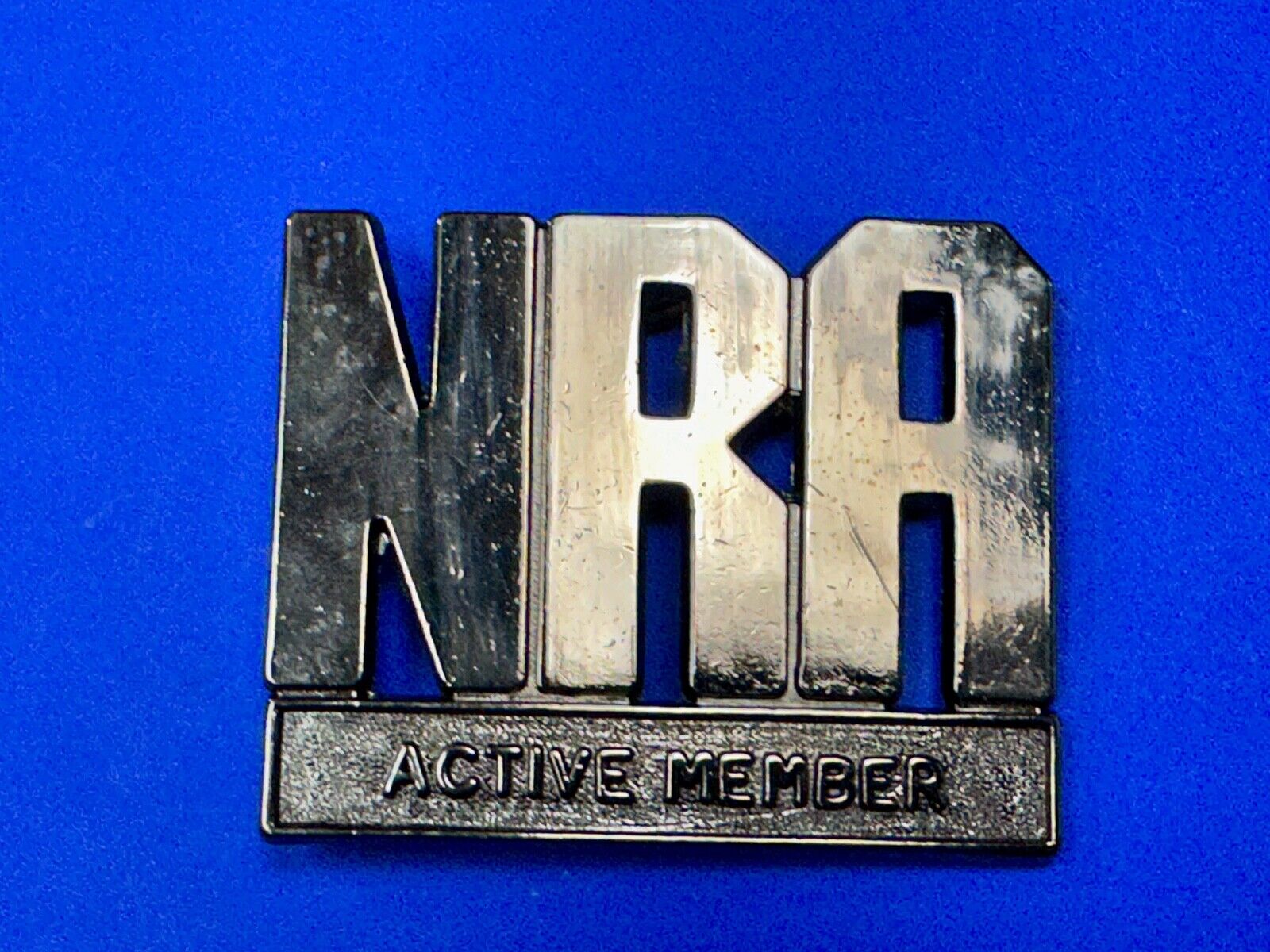 Vintage 1980's NRA Active Member Black Belt Buckle National Rifle Association
