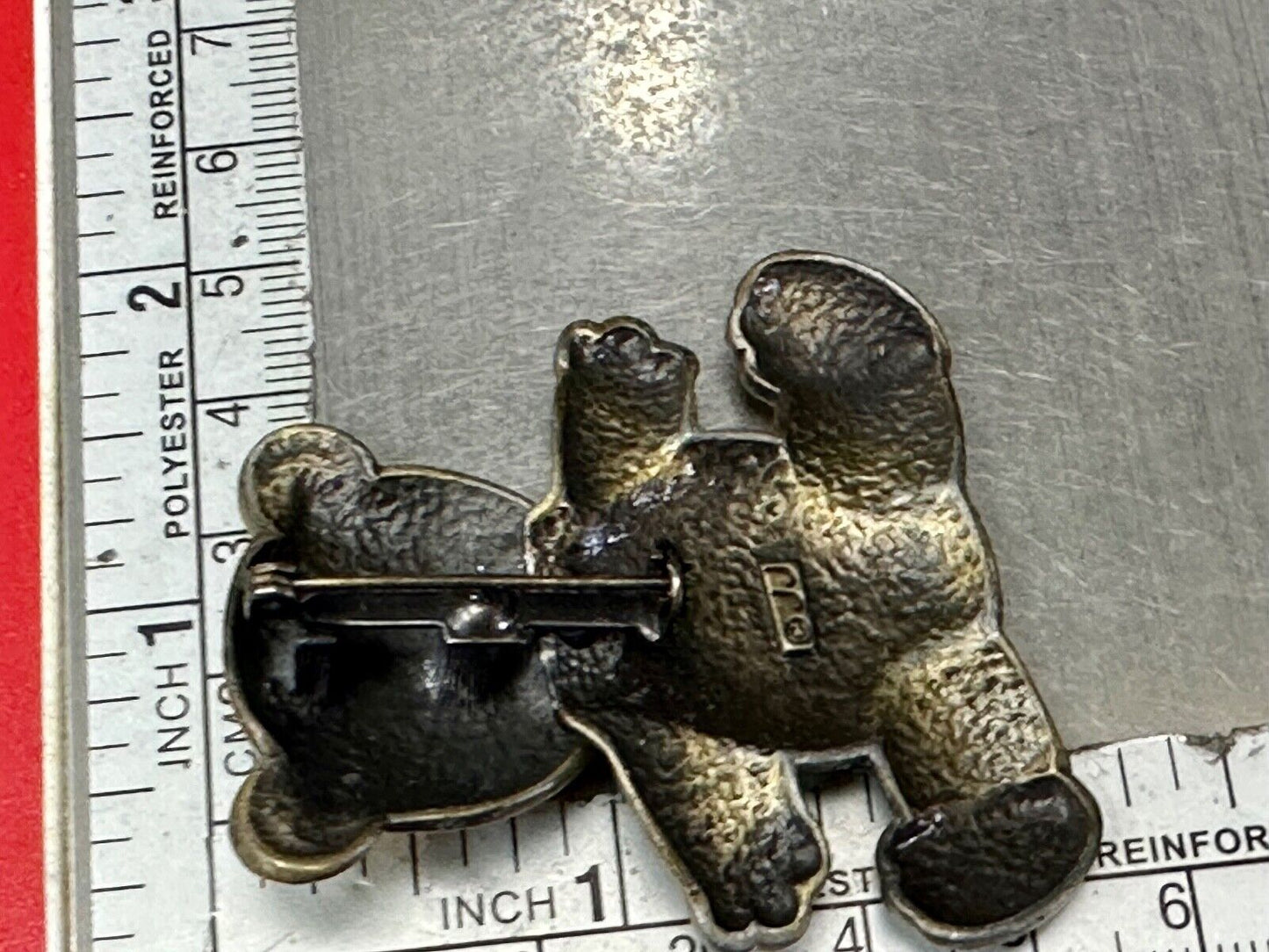 Vintage JJ Jonette Silver Tone Articulated Head Teddy Bear