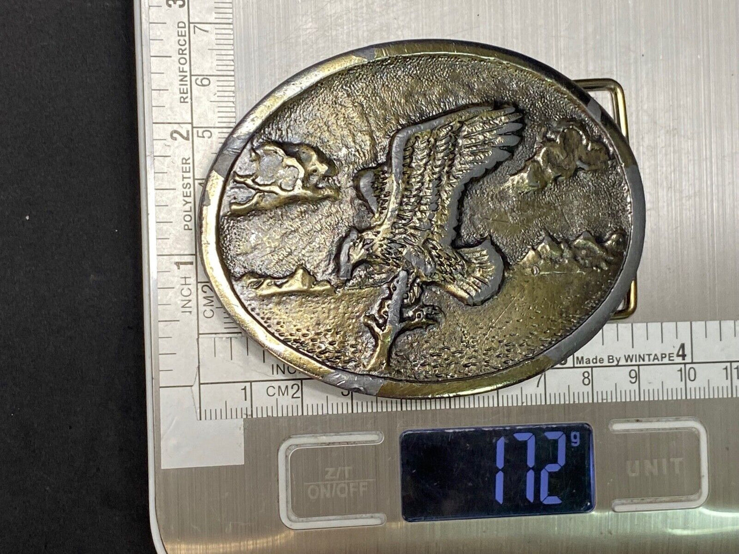 Vintage Hunting Perched Diving Eagle Patriotic Eagle belt buckle 