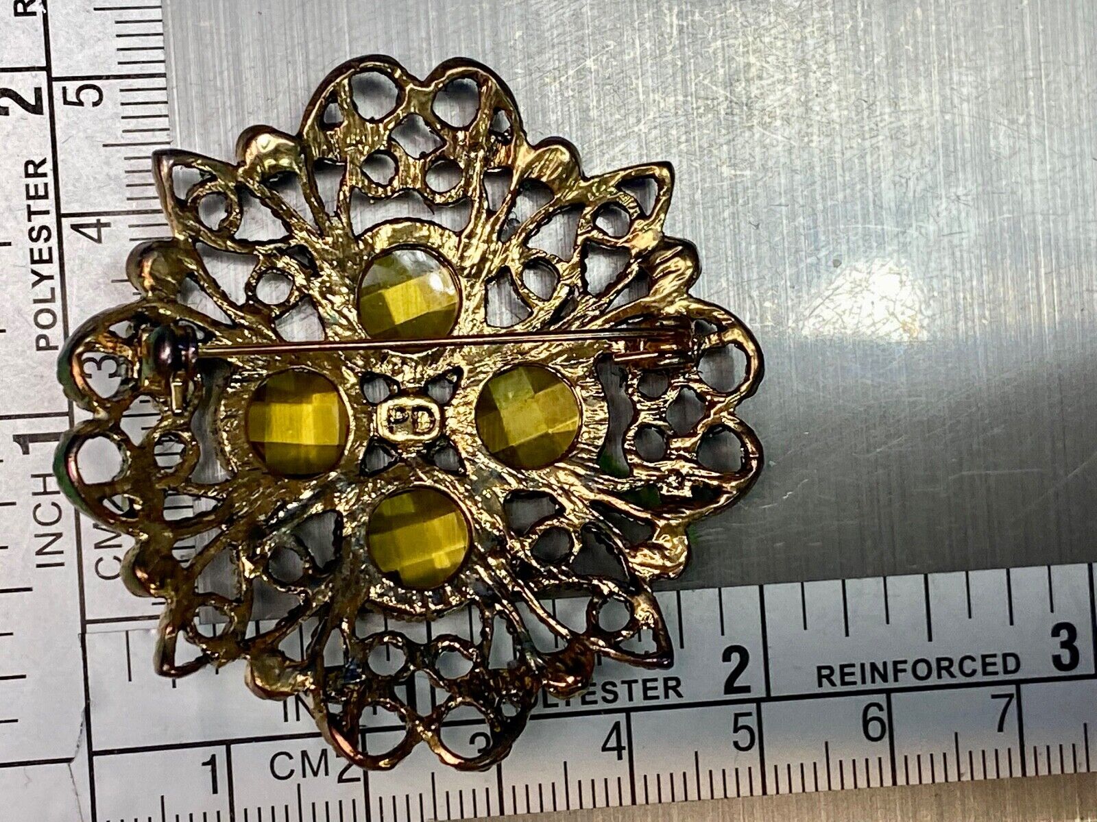 Victorian Flower Theme Rhinestone Accented Vintage Premier Designs Brooch Pin