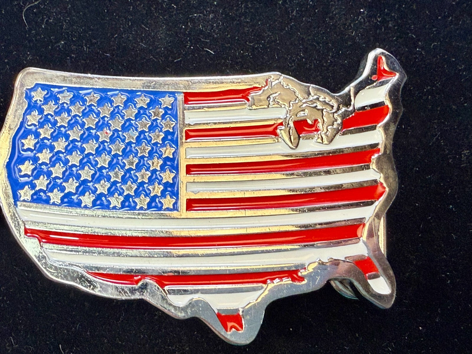 United States of America Flags Figural Cutout Patriotic Belt Buckle