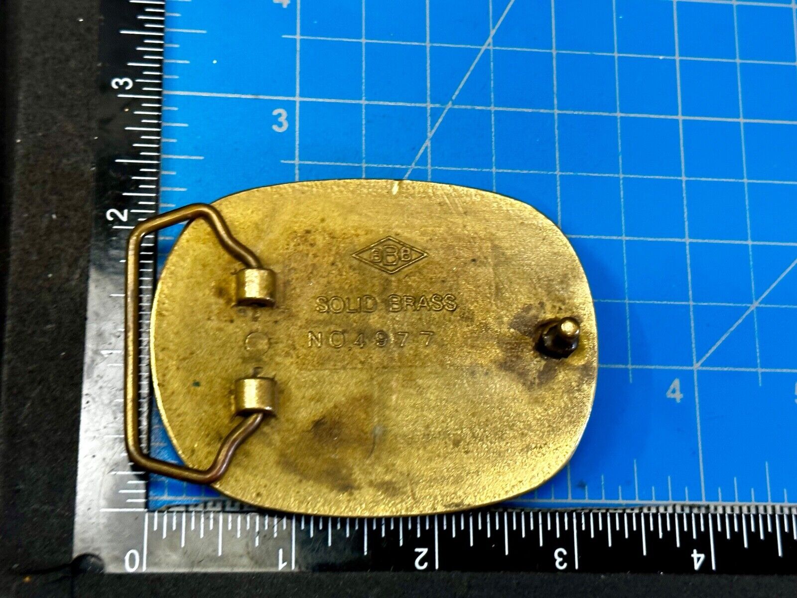 Unique Leather and Solid Brass Round Centerpiece Vintage Belt Buckle by Baron