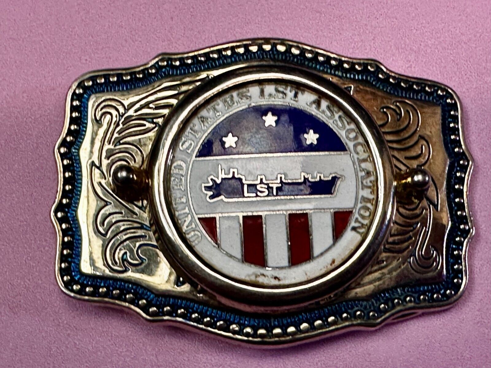 United States LST Association Insert for Coin or Stone Centerpiece Belt Buckle