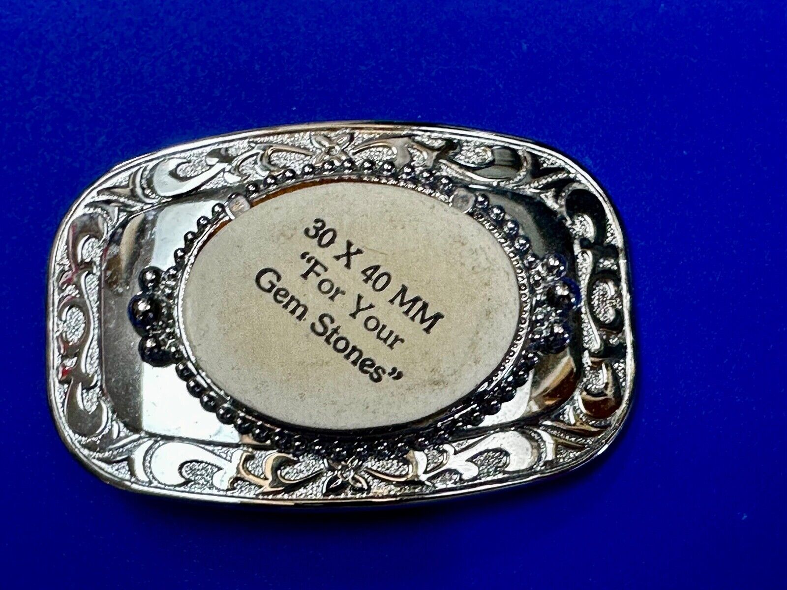 30 x 40 mm Silver Tone Horizontal Belt Buckle for your Cabochon Gem Stone
