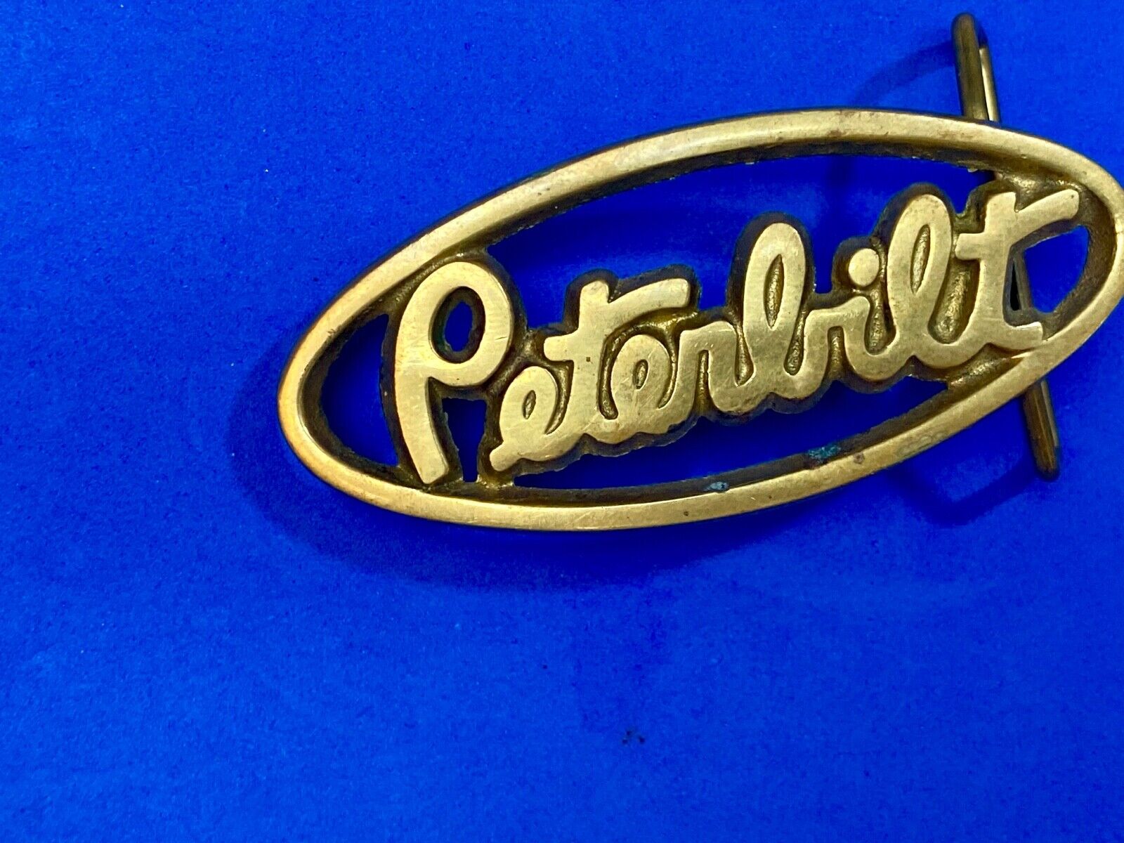 VINTAGE 1970s **PETERBILT** TRUCK ADVERTISEMENT SOLID BRASS SPELLED OUT BUCKLE 