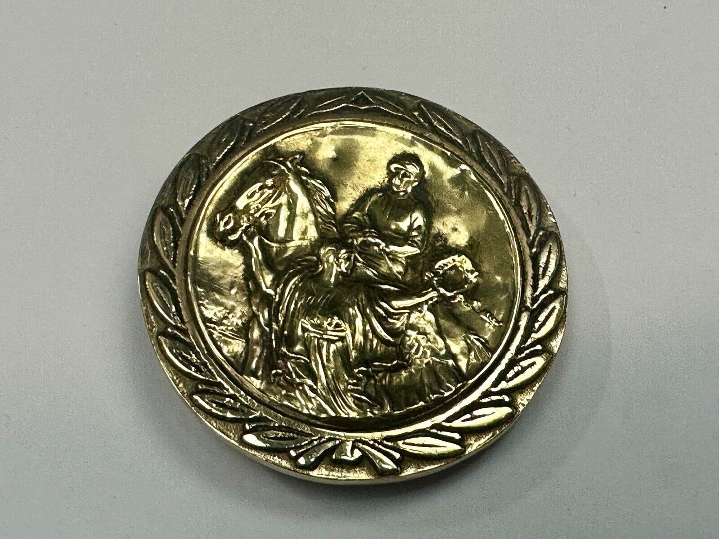 Unique Horse & polo Rider Dress Belt Buckle - Vintage 70s Baron Brass Taiwan
