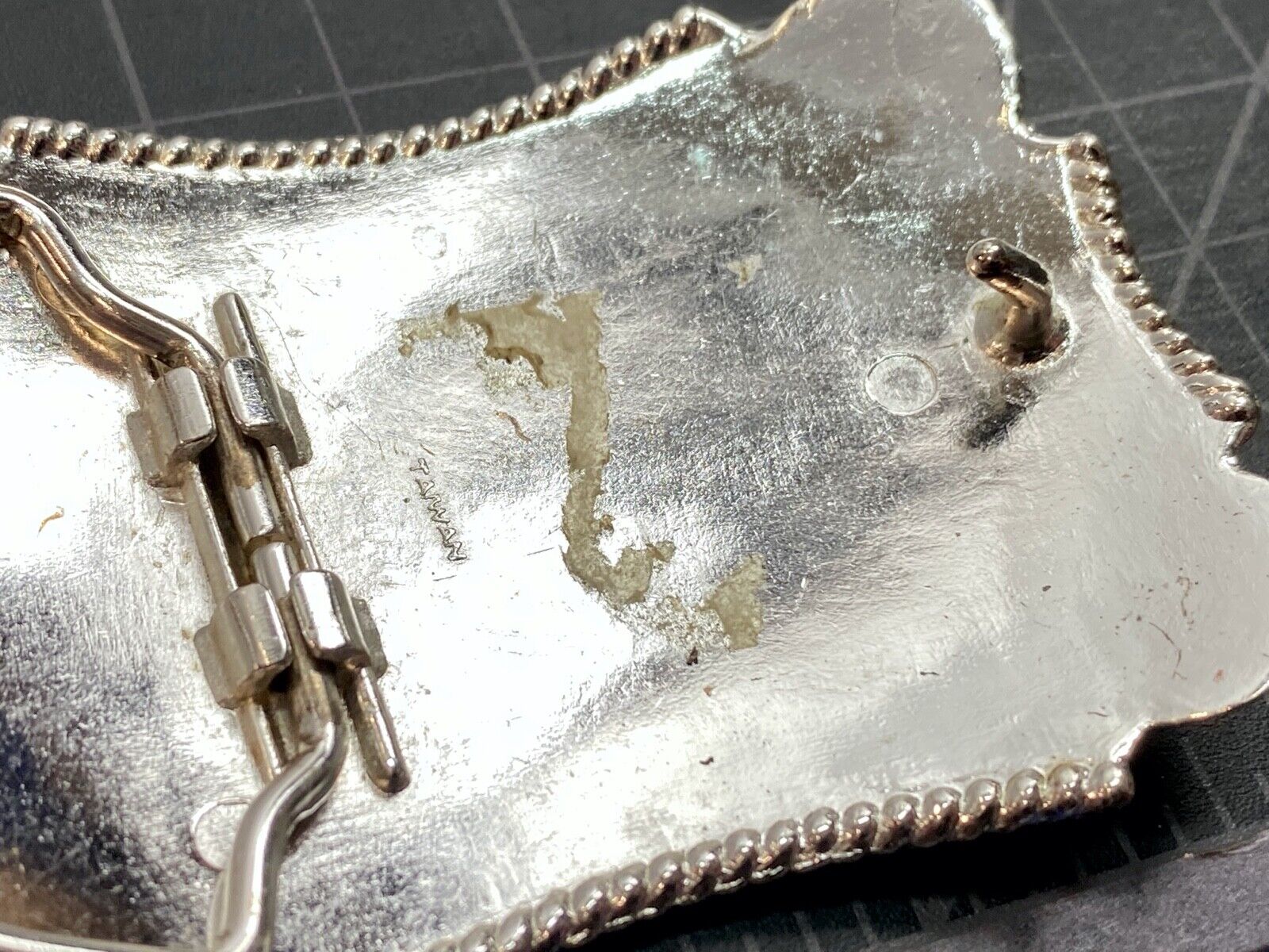 Vantage Taiwan made western rectangular belt buckle with flower star swirl