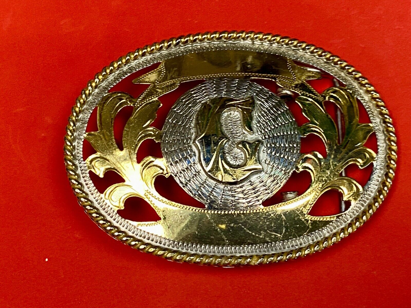 Unique Two Tone Letter Name Monogram G See Through Alpaca Belt Buckle
